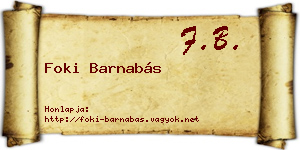Foki Barnabás névjegykártya